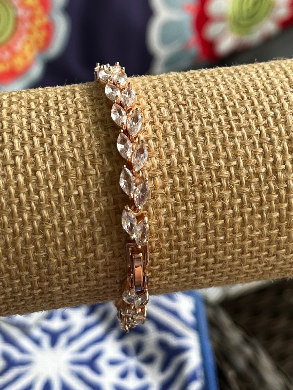 Rose Gold Leaf Tennis Bracelet Quartz